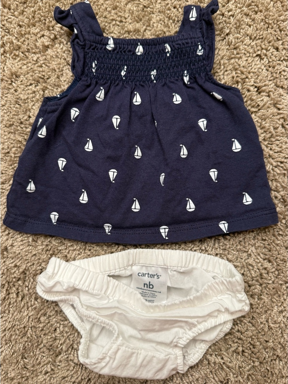 Carter’s Newborn Sailboat Tank Top & Bloomers 2-Piece Set Navy White